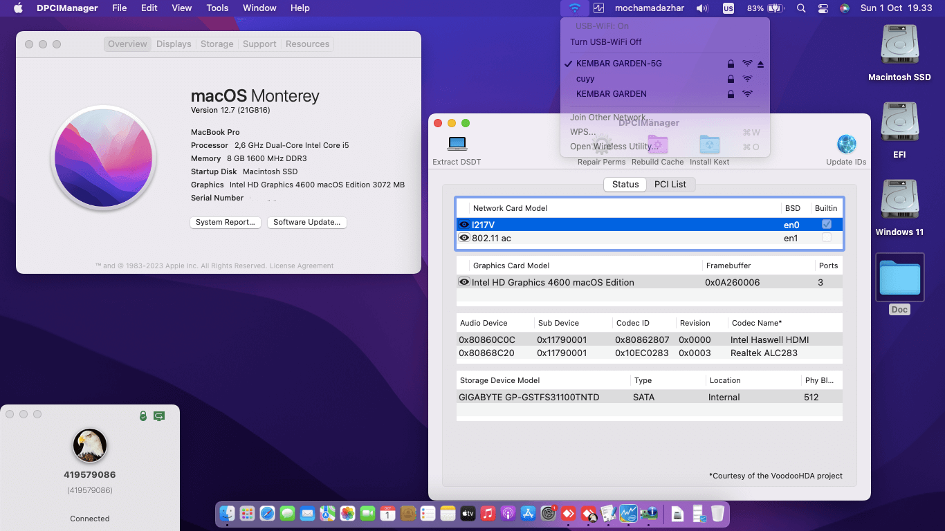 Success Hackintosh macOS Monterey 12.7 Build 21G816 in Toshiba Dynabook R734/M